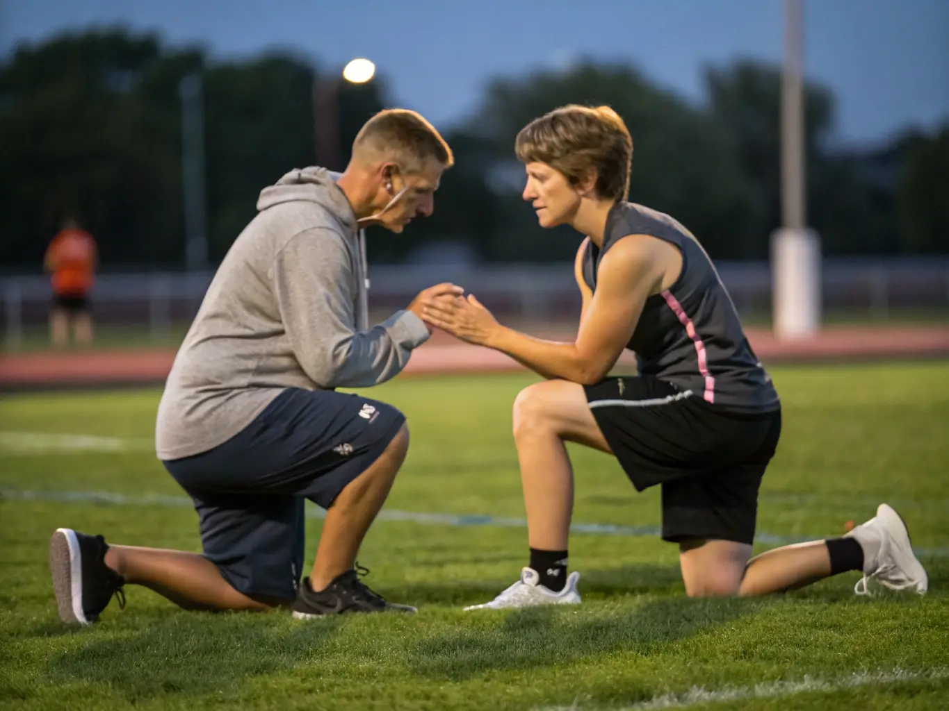 A coach evaluating young athletes during a sports competition, with focus on technique and performance, representing the Talent Identification & Development program.